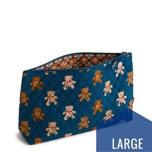 Vera Bradley Teddy Bear Large Pouch Cotton Quilted Zip